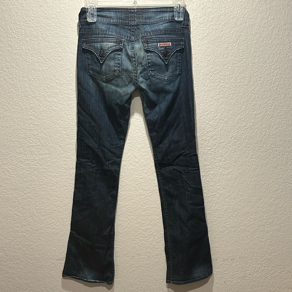 Vintage Y2K Hudson Low Rise Flare Jeans 2000s Distressed Dark Wash Denim - Sz 27 - Picture 4 of 16